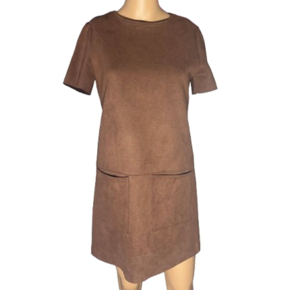 ILTM i love tyler madison Ariana Faux Suede Shift Short Sleeve Dress Size XS